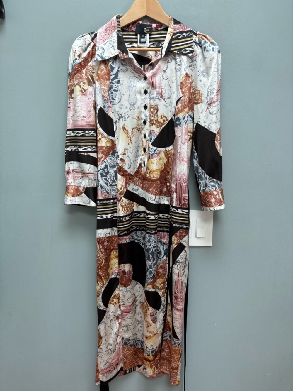 Just Cavalli Printed Midi Shirtdress in Silk 46 / 10